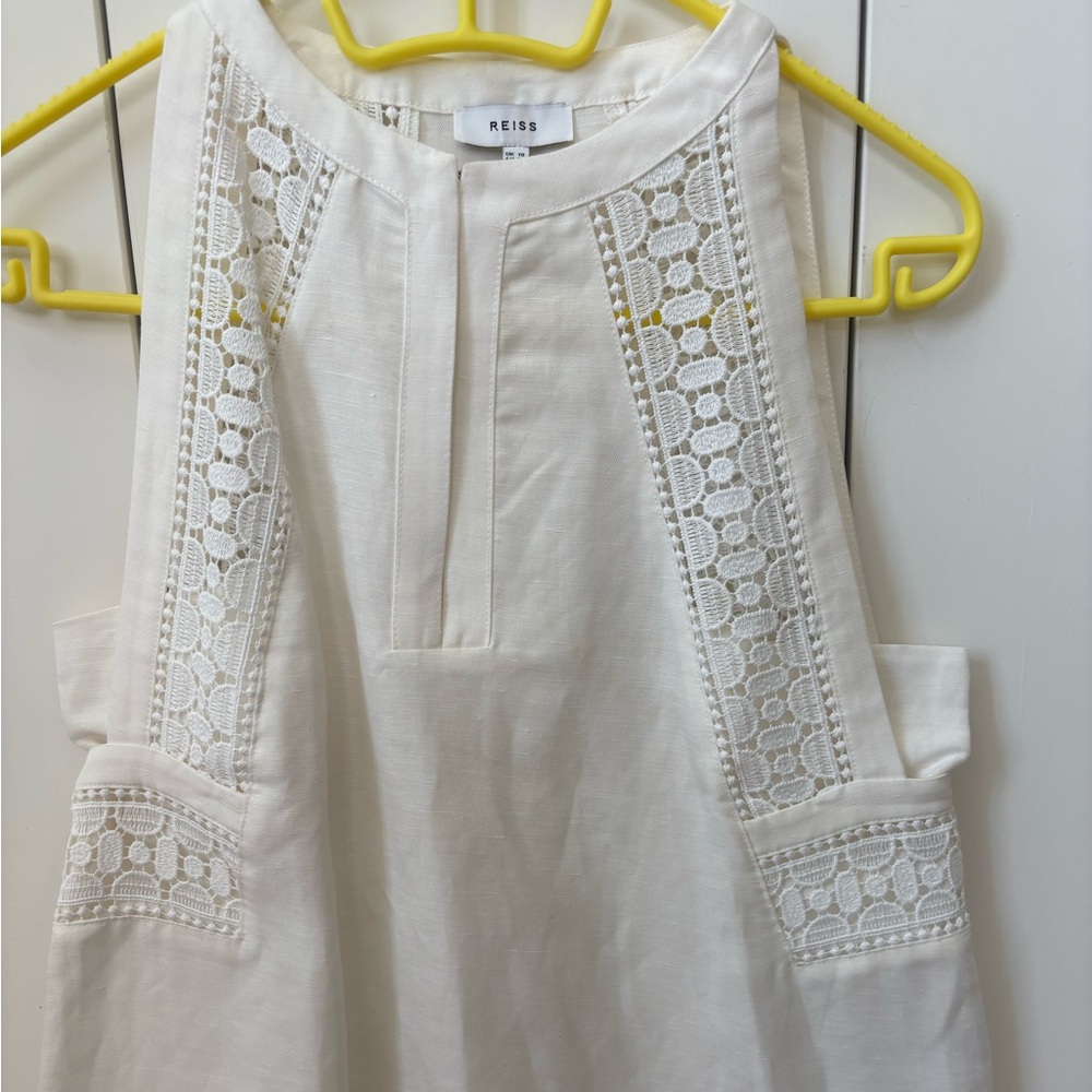 Reiss Linen Top With Lace Detail View 3